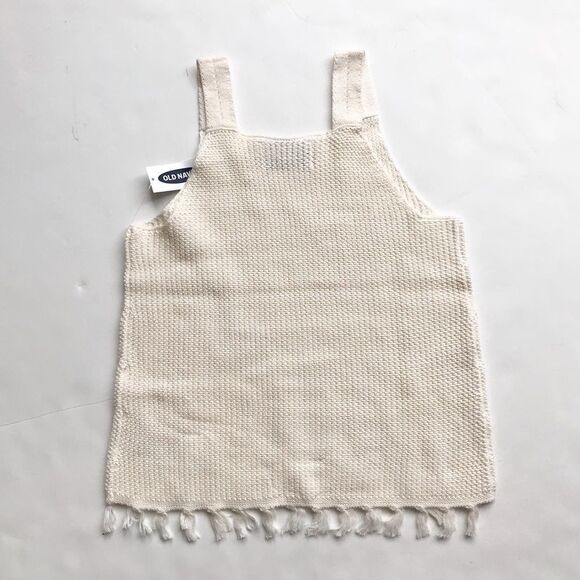 Old Navy NWT Ivory knit fringe top M(8Y) - Picture 5 of 5